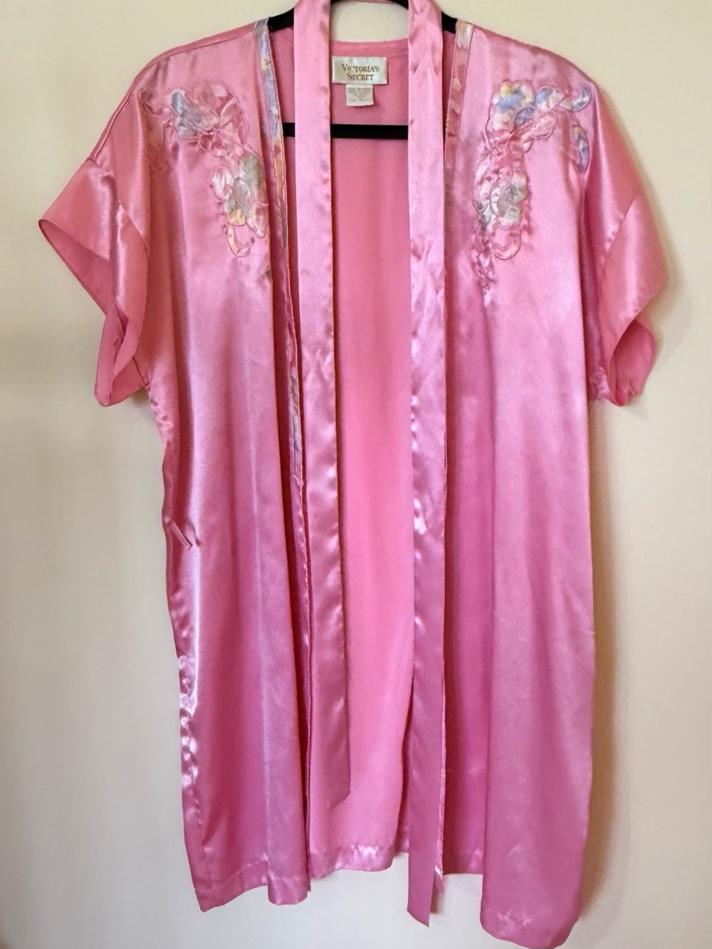Victoria's Secret Pink Satin Embroidered Kimono